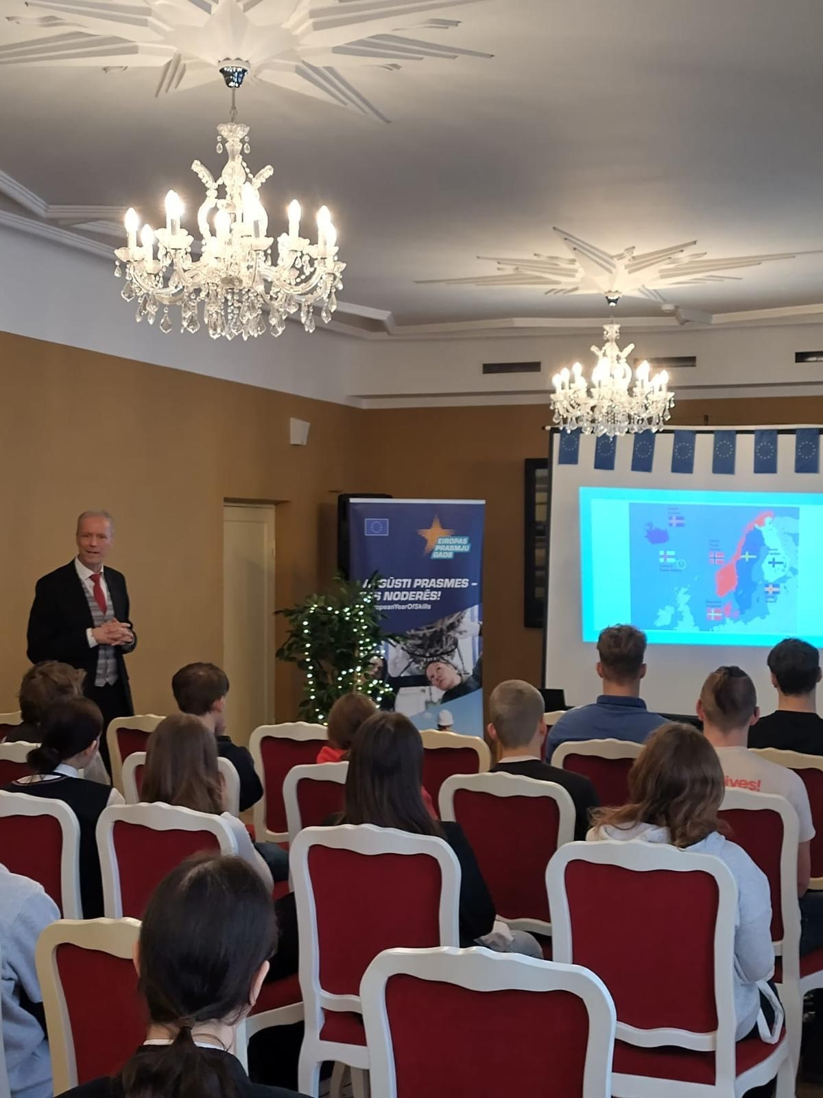 Stefan Eriksson Teaches a Geography Lesson to Schoolchildren in Daugavpils
